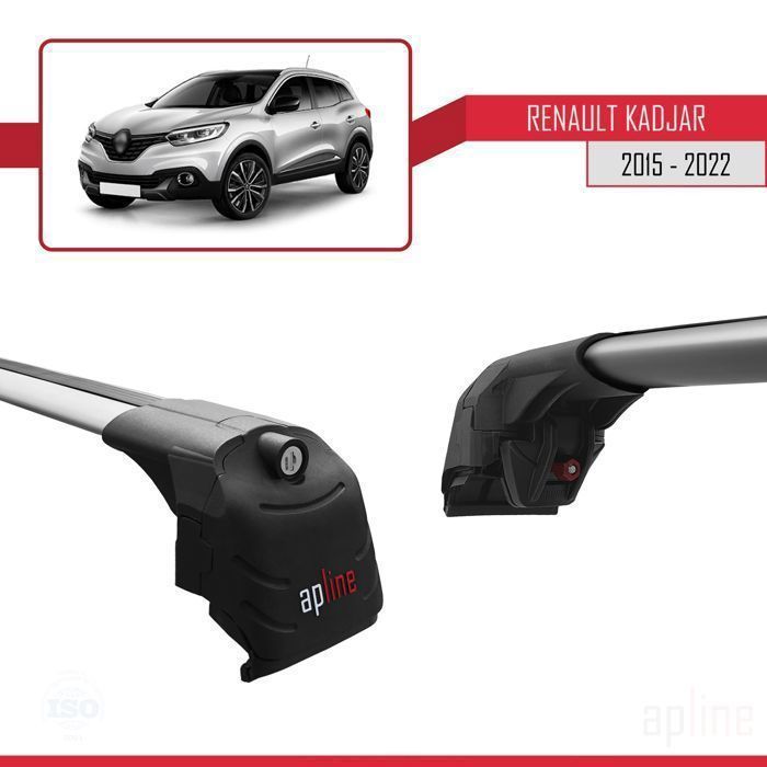 Barras de techo ACE-2 para Renault Kadjar 2015-2022, color gris.