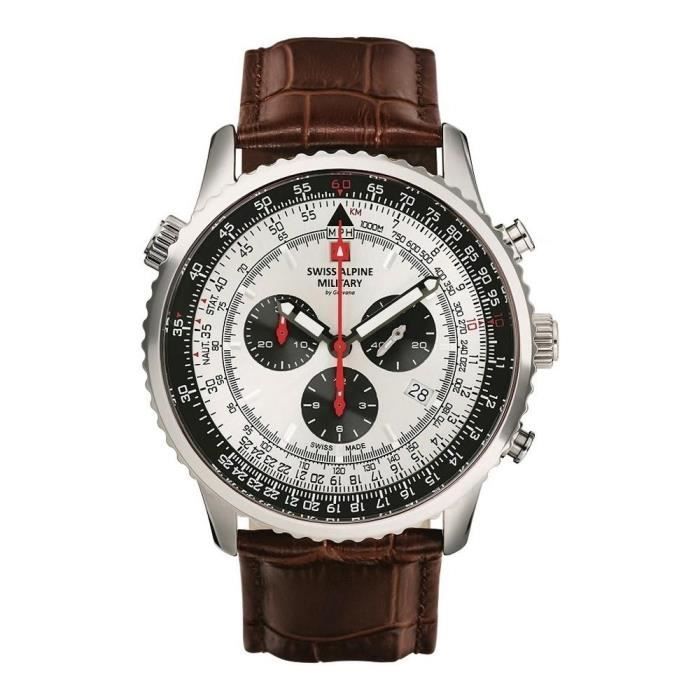 Montre Homme Swiss Alpine Military 7078.9532SAM - Chronographe - Bracelet Cuir - Etanche 10 ATM