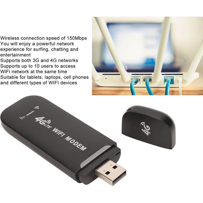 USB WiFi Adapter, 3G/4G LTE USB WiFi Router, 10 Users, Standard SIM Card Slot, Mobile WiFi Dongle Hotspot