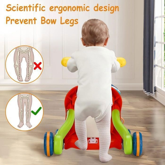 Andador y mesa de actividades 2 en 1 para bebés, andador con centros de actividades multifuncionales desmontables, juguetes musicales