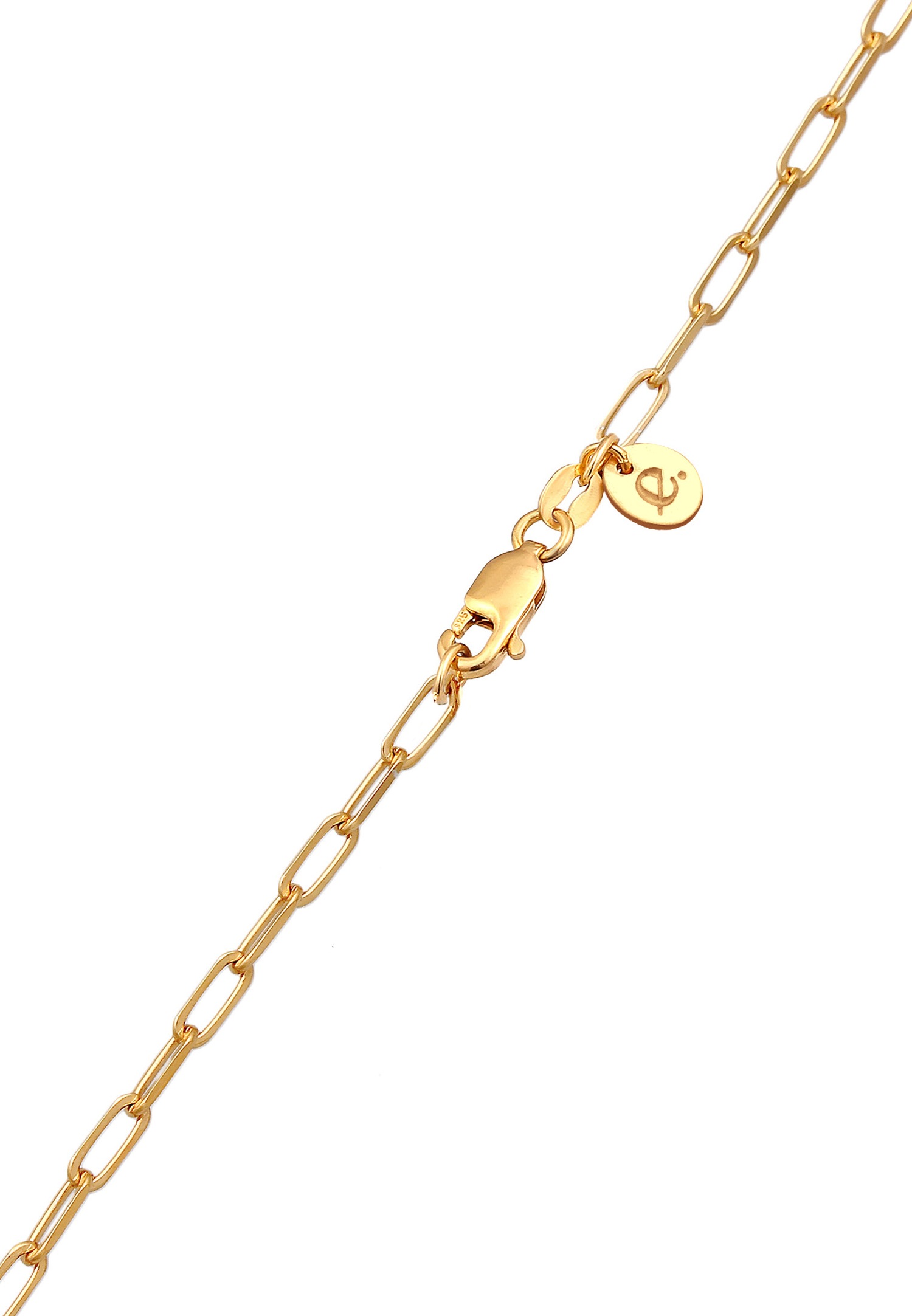 Elli PREMIUM Femmes Pendentif Goutte Maillons Aspect de chaine avec quartz en argent 925 plaqué or