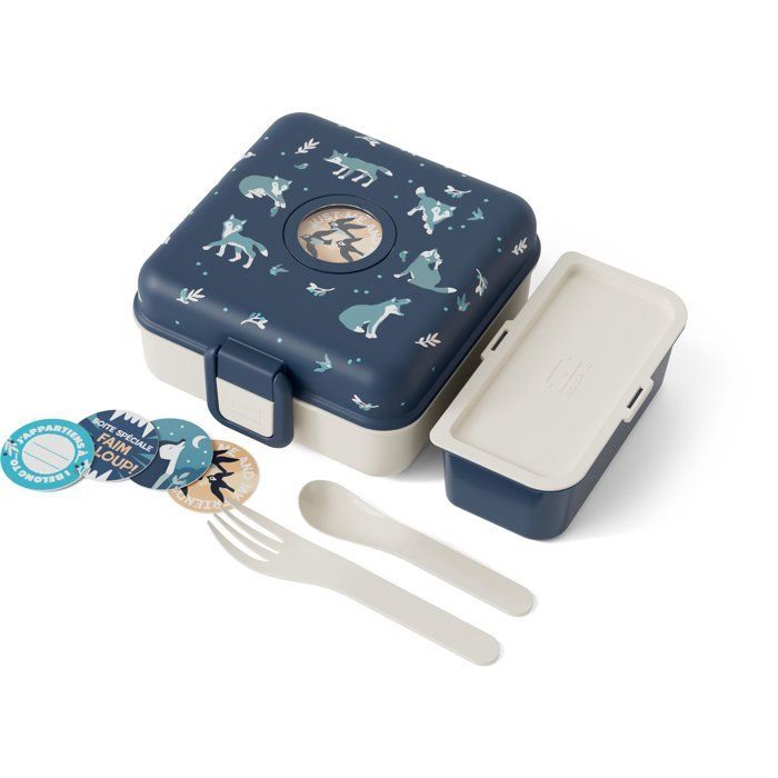 Children's Sandwich Box - MONBENTO - Lids included - BPA Free - Snacky Wolf