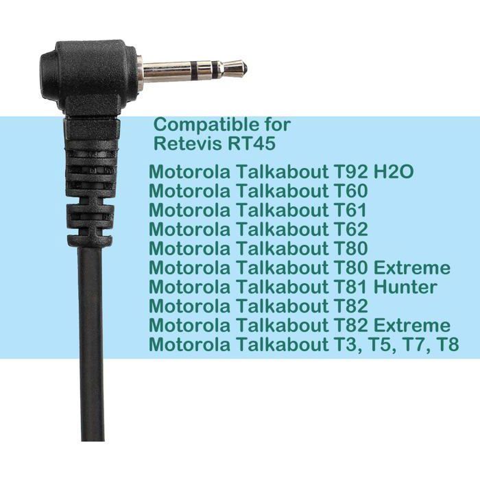 Retevis EAM101 Talkie Walkie Oreillette 1-Pin Écouteur Casque Microphone Compatible RT45 Motorola TLKR Extreme T92 H20 T80 T82 T81