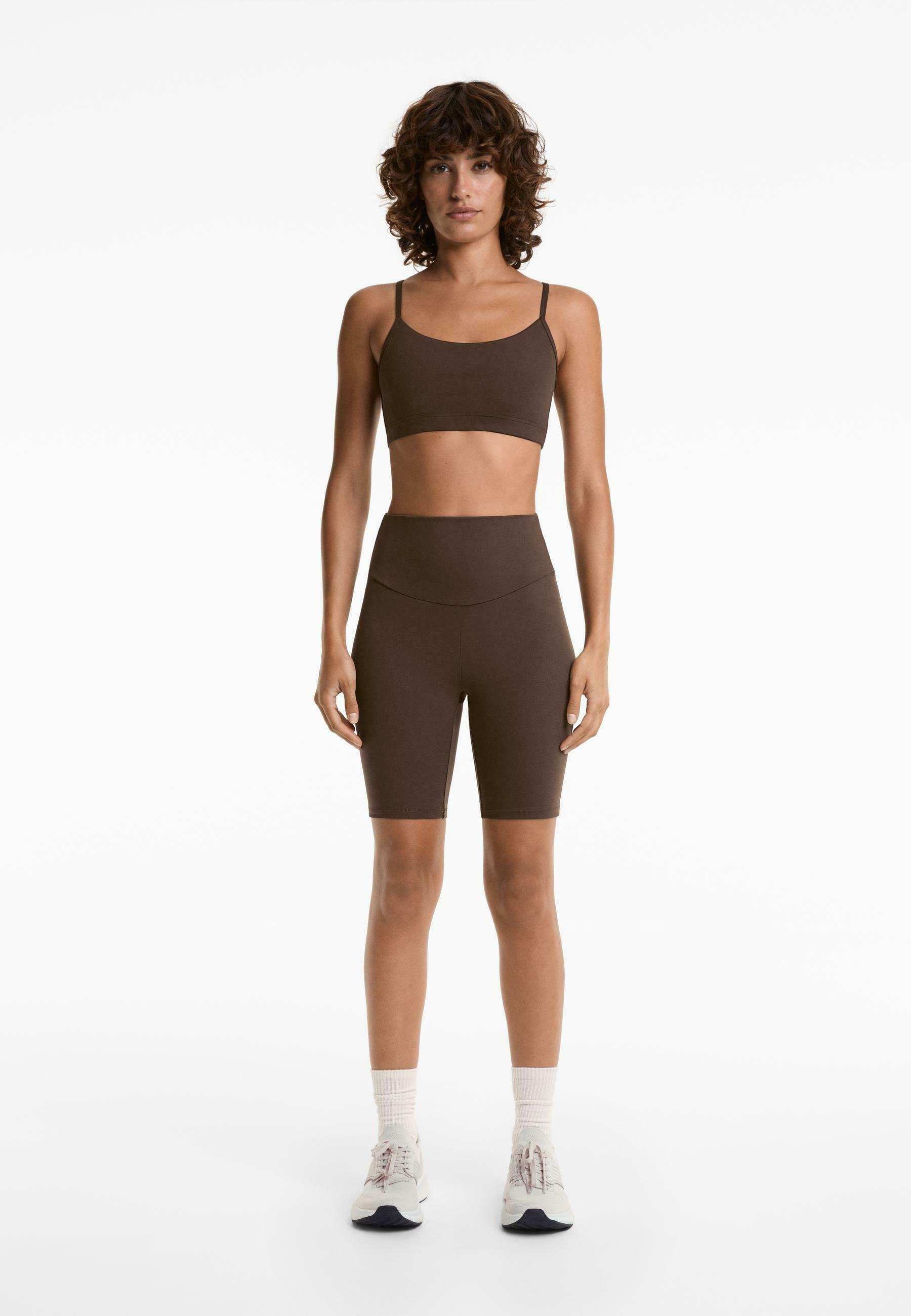 OYSHO COMFORTLUX HIGH-RISE 20cm BIKER - Fietsbroek - bruin