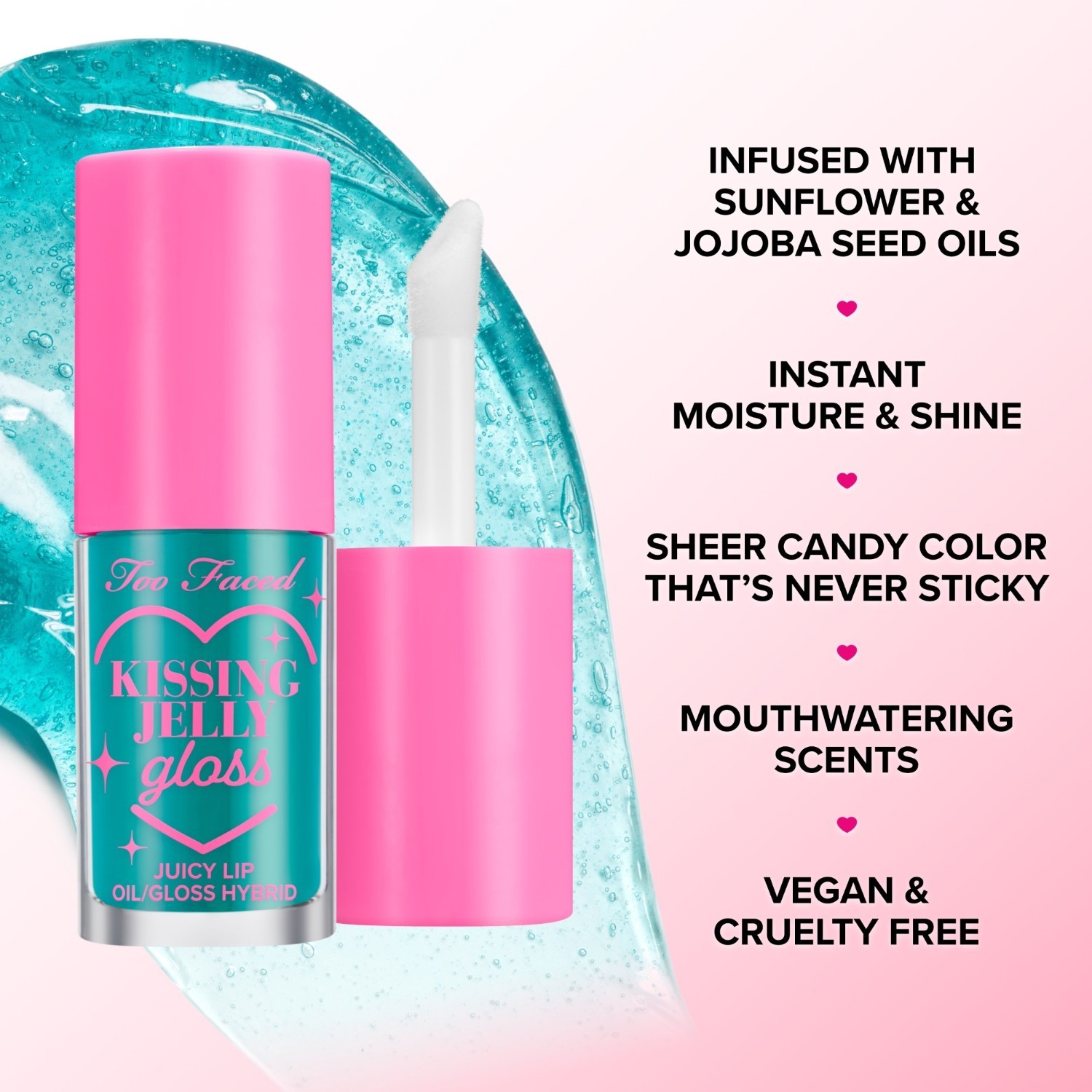 „Too Faced“ lūpų blizgis „Kissing Jelly“ – lūpų aliejaus blizgis – 4,5 ml