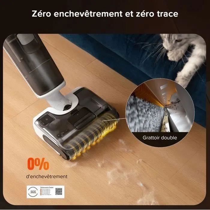 ROBOROCK F25 RT - Aspirateur Balai Laveur - 20000 Pa - Lavage à Chaud à 90 °C - Nettoyage Deux Bords - Auto-Nettoyage