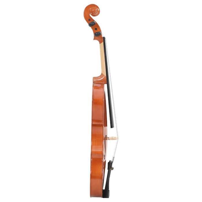 Juego de violín vidaXL con arco y mentonera, madera oscura, 4/4