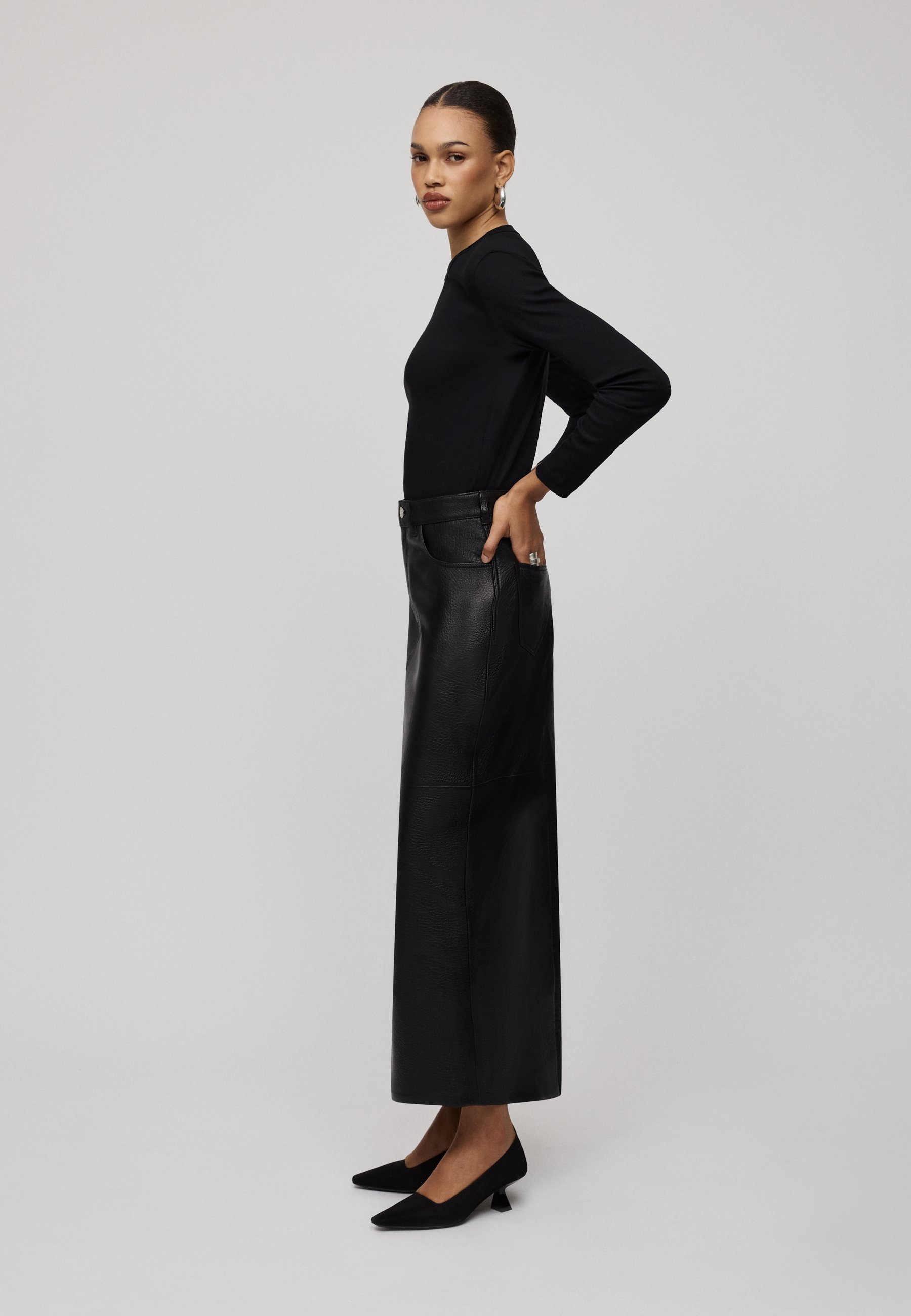 IVY OAK LISANNE - Jupe en cuir - noire