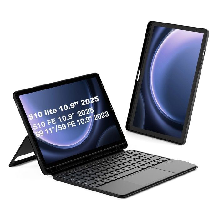 Inateck Keyboard Case for Samsung Galaxy Tab S10 Lite/S10 FE/S9 FE/S9, Portrait/Landscape, Detachable, with Touchpad, AZERTY