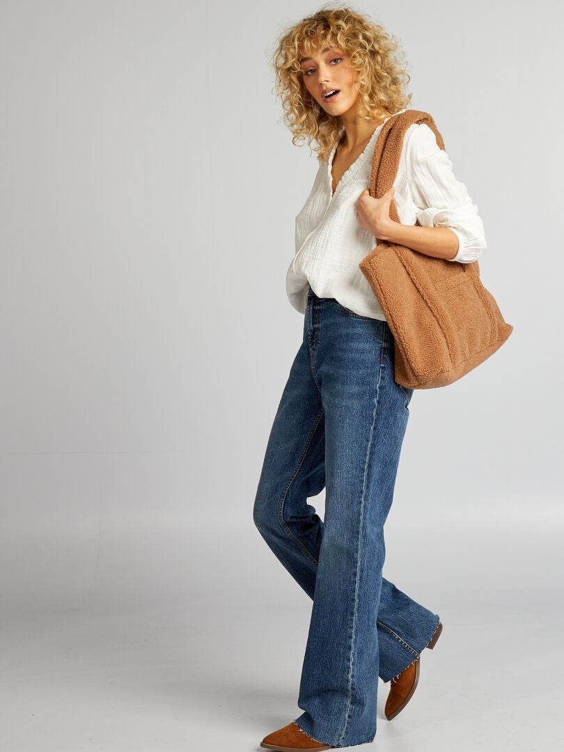 Blusa in garza di cotone - BIANCO