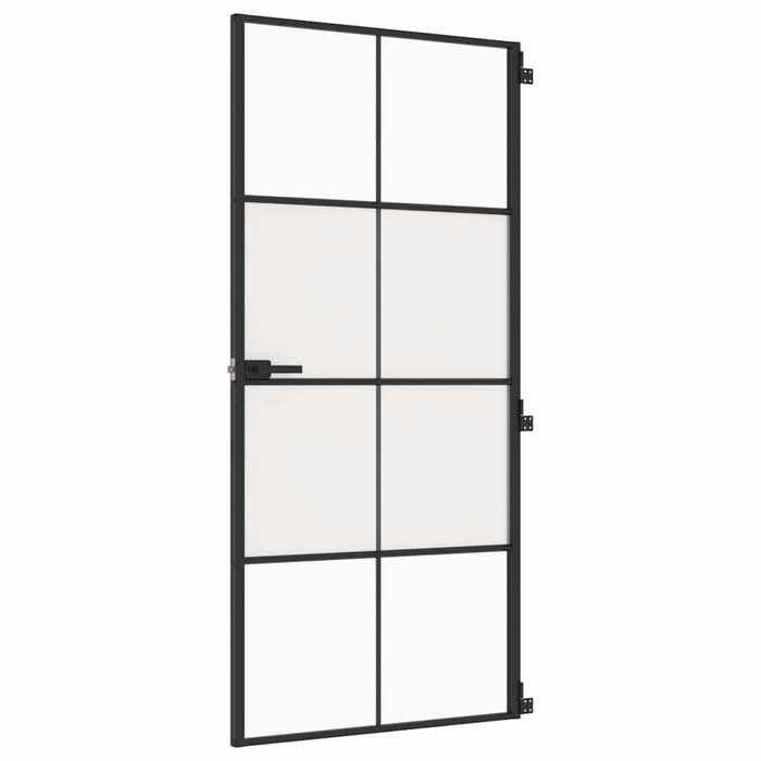 Innentür – Schmale schwarze Eingangstüren 93 x 201,5 cm, gehärtetes Glas, Aluminium 957101