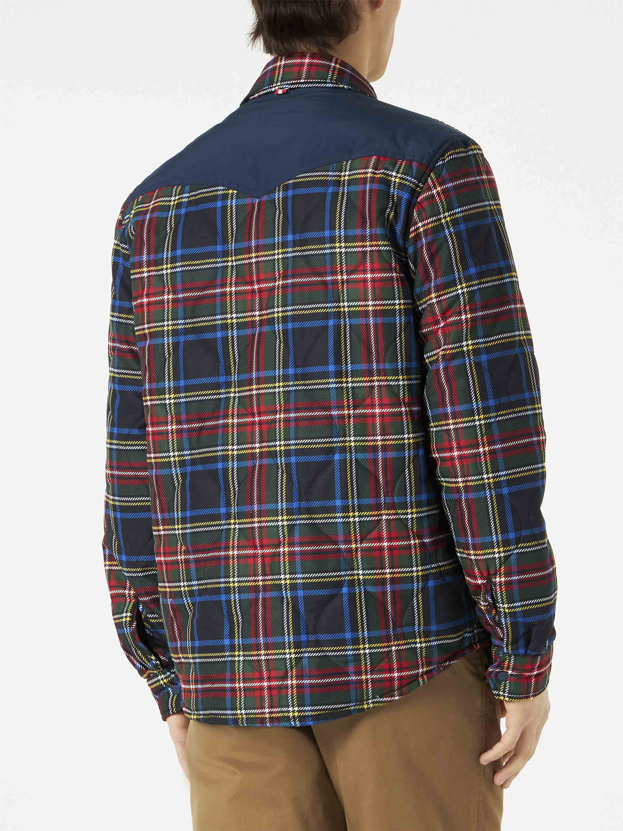 Surchemise matelassée à carreaux pour homme avec poches plaquées