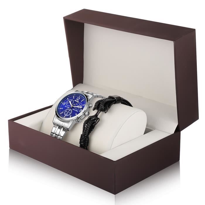 Reloj y pulsera SHARPHY para hombre - Pulsera de acero inoxidable, resistente al agua, movimiento de cuarzo, color azul (modelo 2020)