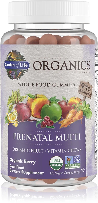 „Garden of Life Mykind Organics“ prenatalinės daugiafunkcinės maisto papildų minkštos kramtomosios kapsulės nėščioms, maitinančioms krūtimi arba planuojančioms nėštumą