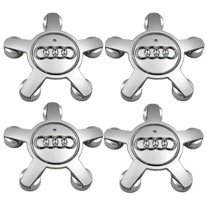 Juego de 4 tapacubos con emblema para rueda 4f0601165 N, para embellecedores de rueda de 135 mm para Audi (plateado) Etiqueta
