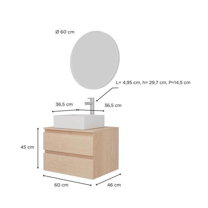 SORRENTO 60cm single vanity unit set + basin + tap + mirror