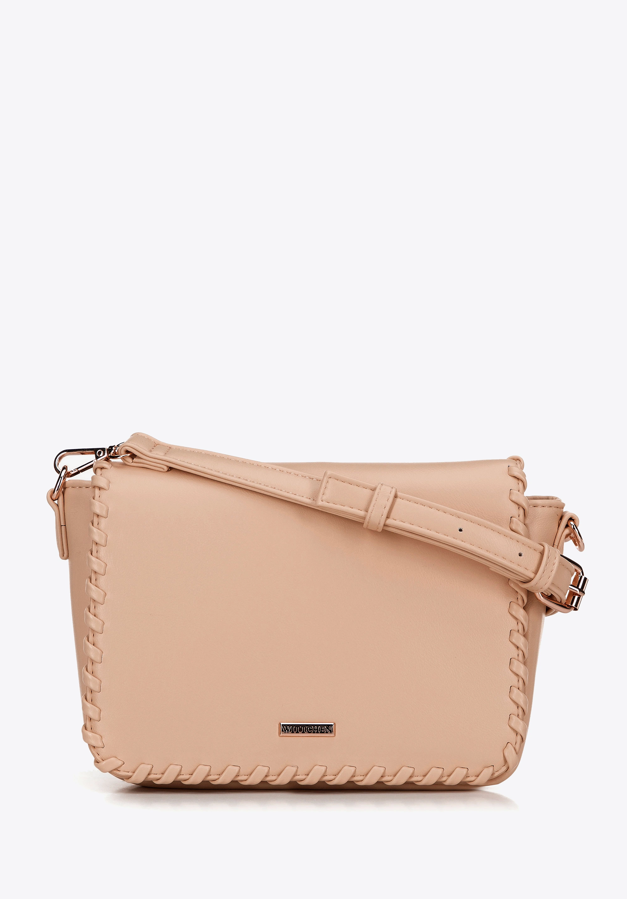 Damska crossbody z obszytą klapą beżowa