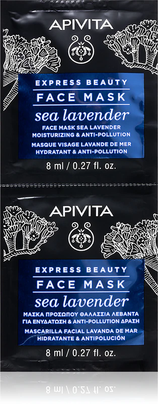 Máscara facial hidratante Apivita Express Beauty com lavanda marinha.