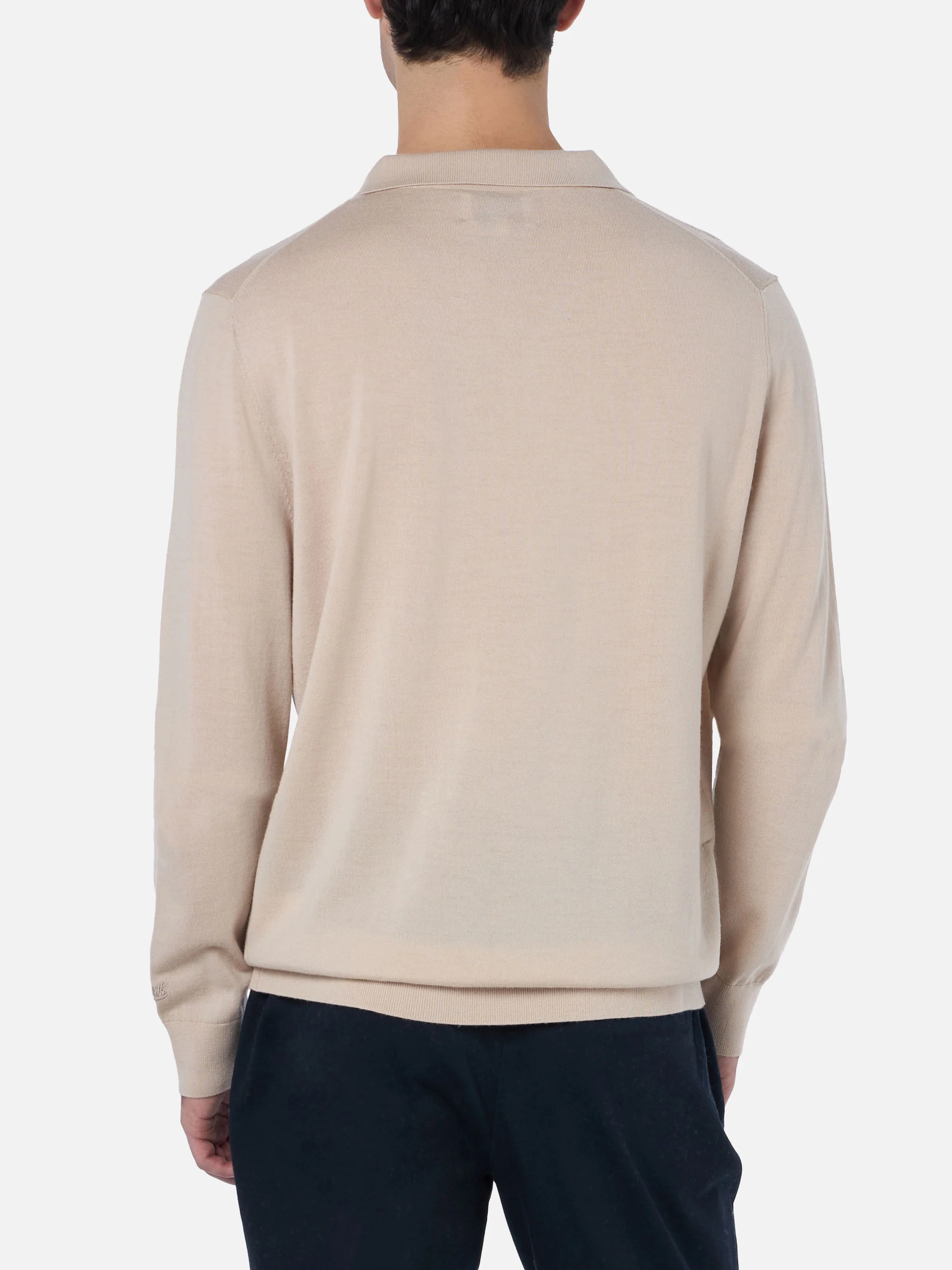 Covent herenpolo van beige merinowol