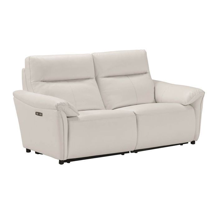 MAZARO - Canapé 3 Places Relax Electrique Cuir Blanc