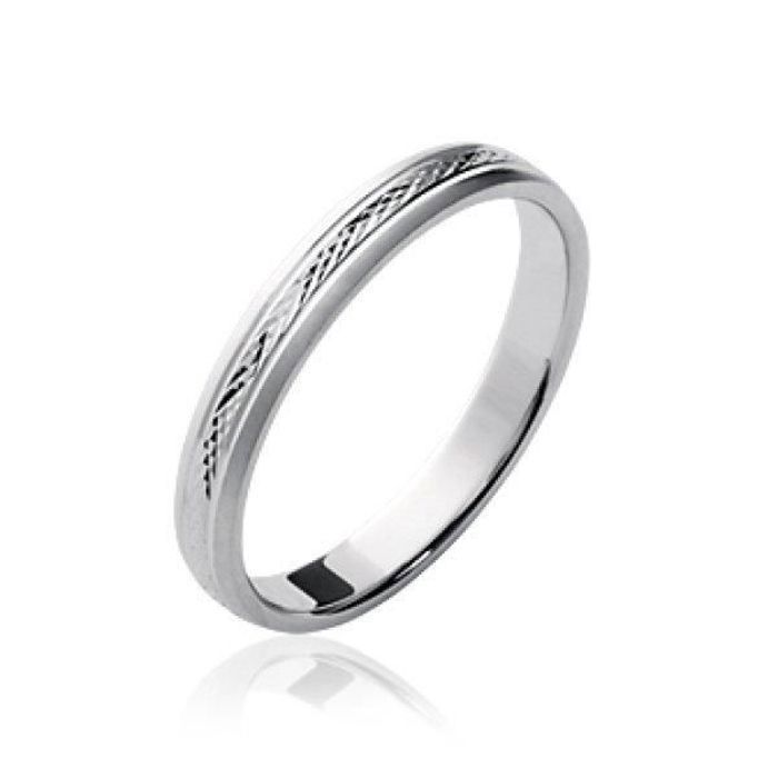 Bague alliance homme - Création française - anneau mariage fin ciselé - Argent massif 925 rhodié