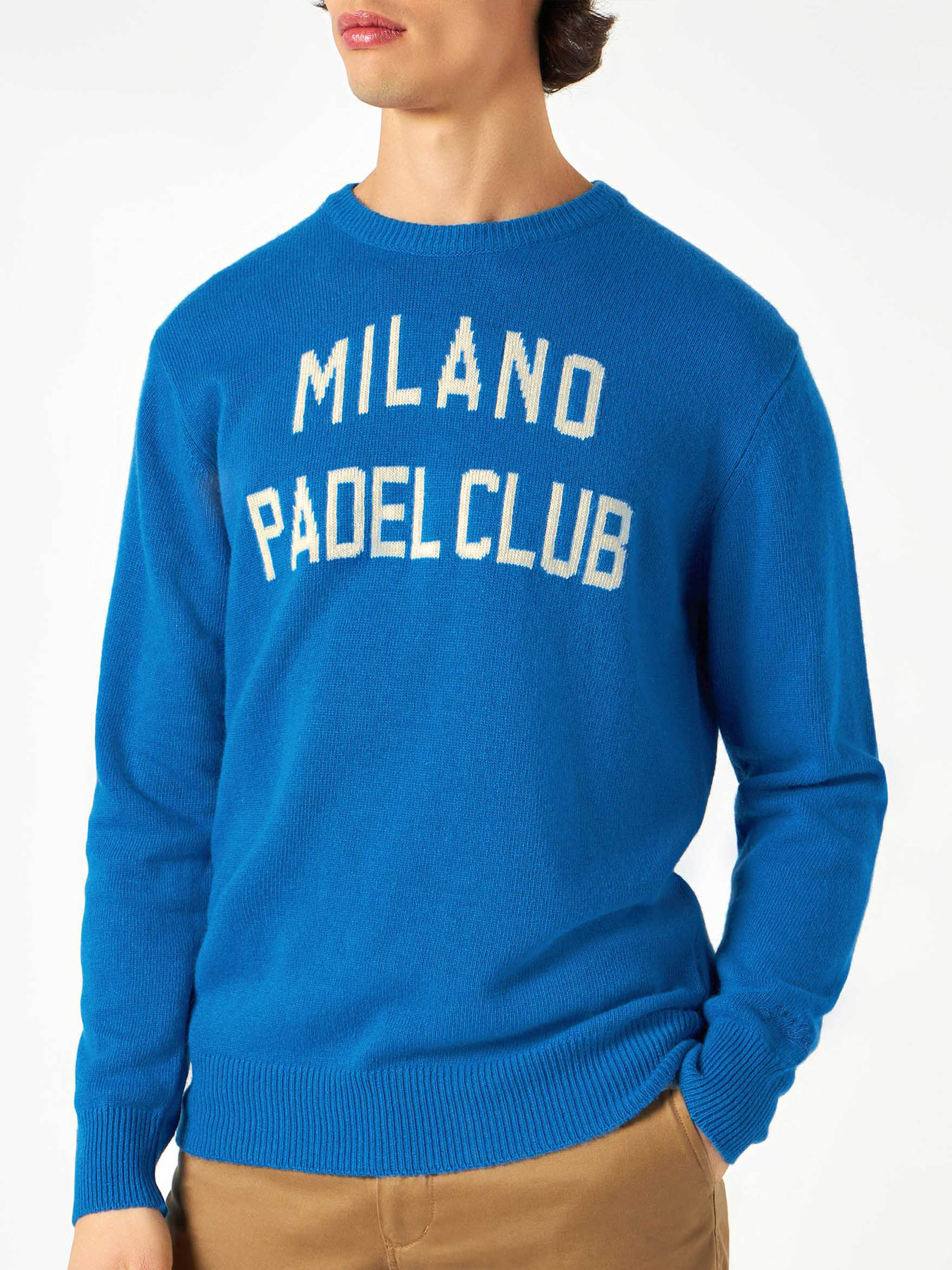 Maglione da uomo con stampa jacquard Milano Padel Club