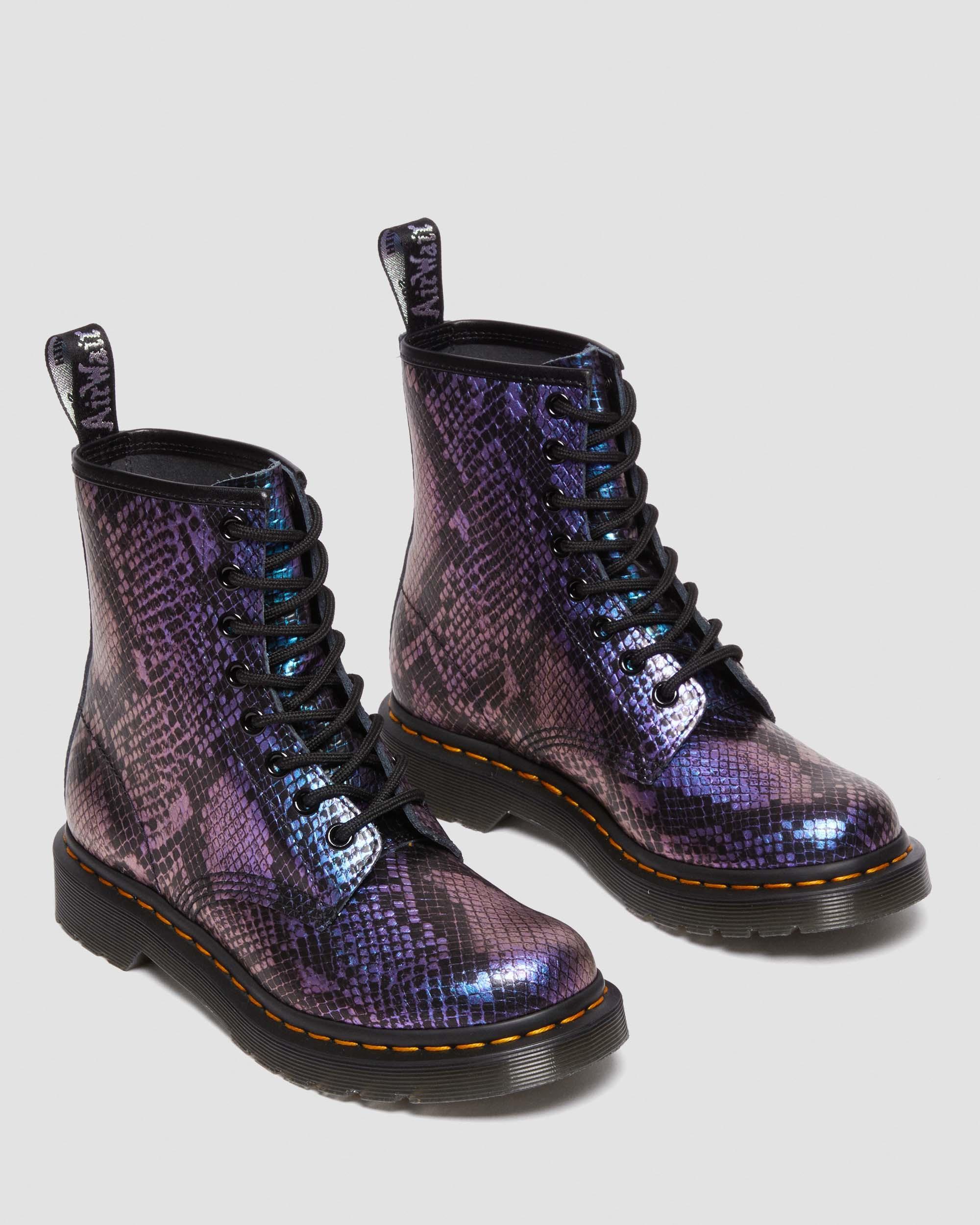 1460 Snake Print Emboss Leather Lace Up Boots
