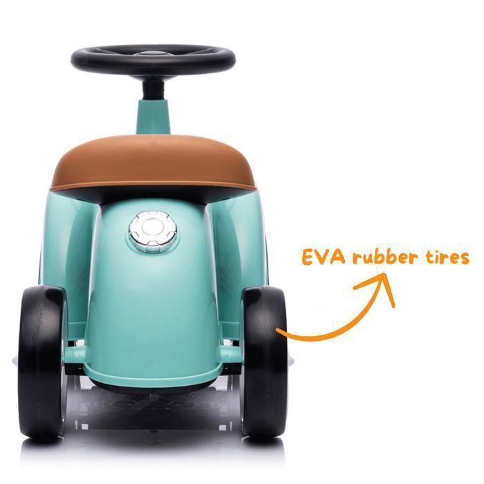 Macchinina elettrica retrò anni '30 per bambini - Giocattolo cavalcabile per neonati da 1 a 3 anni - Verde - Clacson e vano portaoggetti - Ausilio per camminare