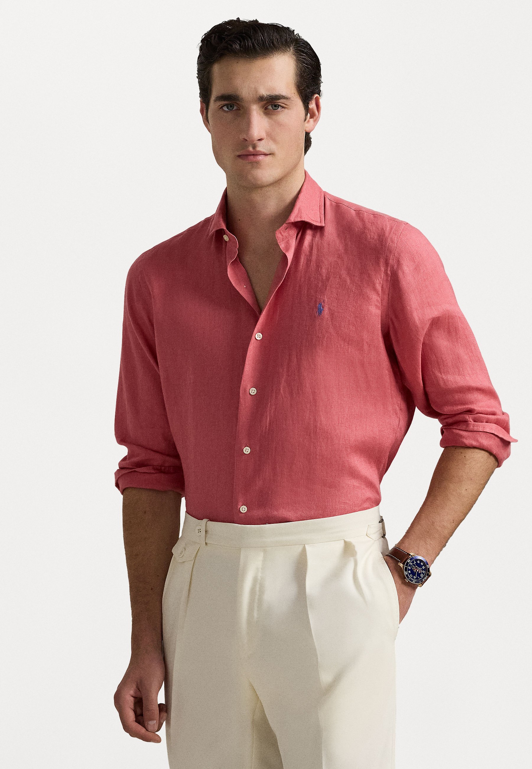 Chemise en lin coupe ajustée Polo Ralph Lauren - Couleur baie des Adirondacks