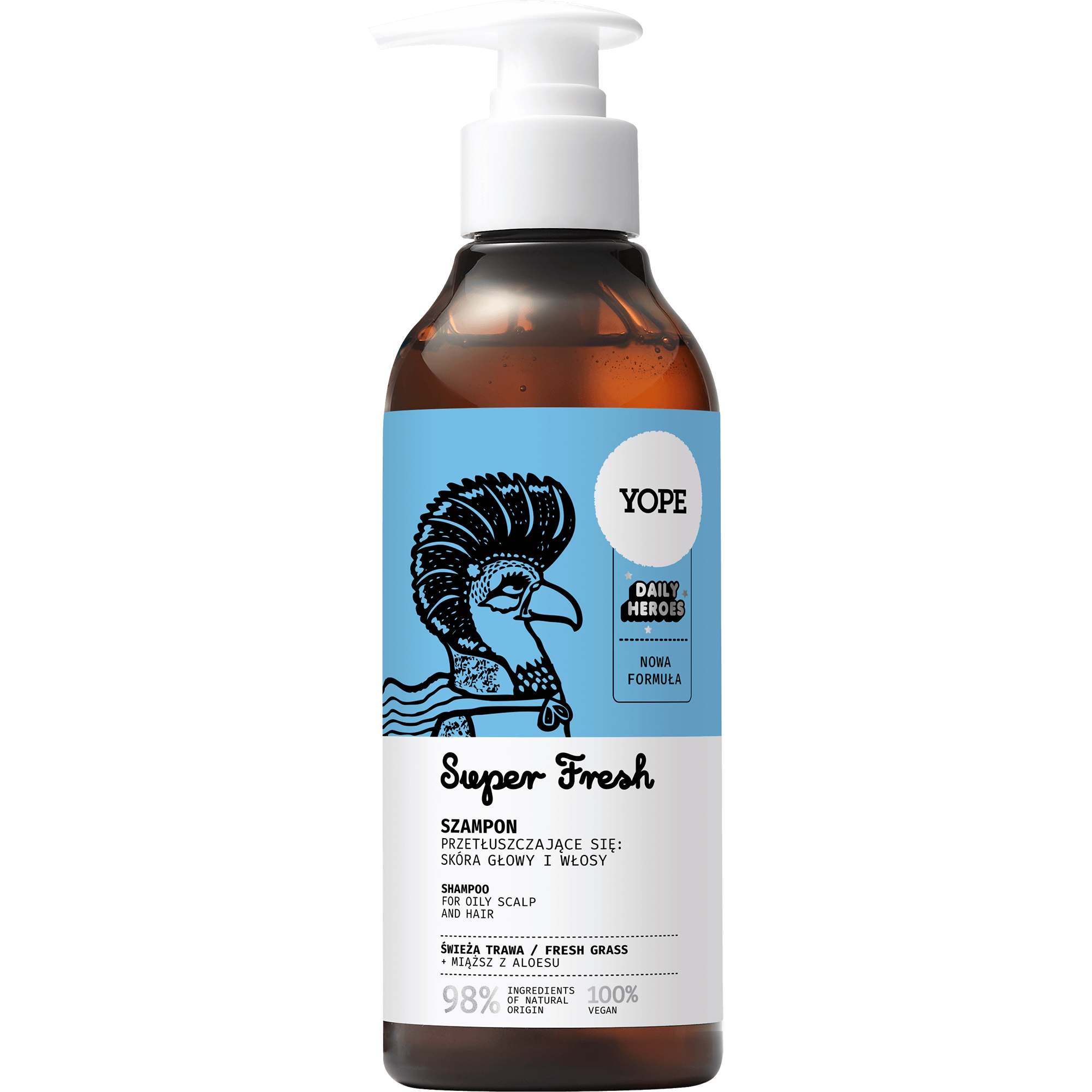 Yope Naturlig Sjampo for Fett Hår 300ml Frisk Gras