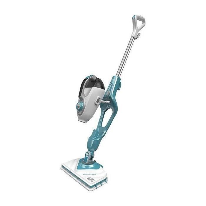 BLACK & DECKER - - Balai vapeur filaire - 11 en 1 - 1600 W - réservoir 500ml (dure 20min) - SteamMitt - blanc/turquoise - BHSM166DSM