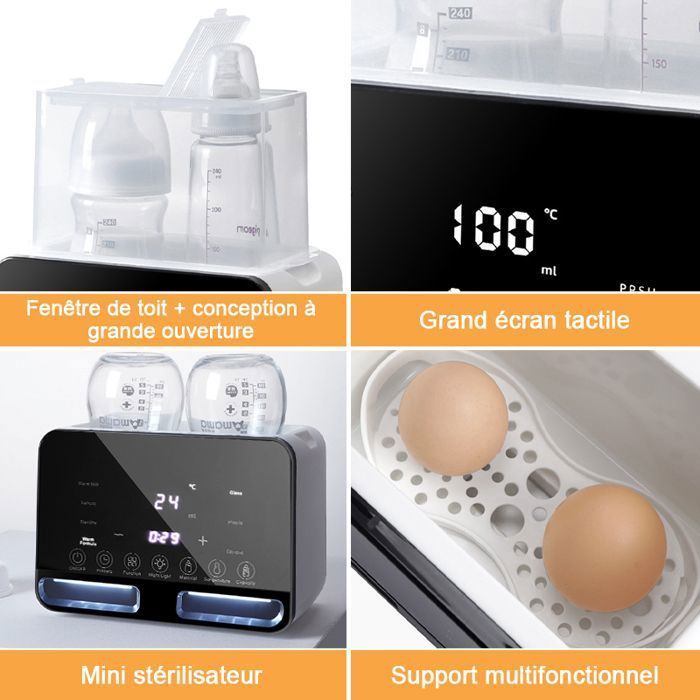 Chauffe-biberon 9 en 1 Pour Bébé sans BPA - Double Tasse - Chauffage rapide - Double Stérilisation à Vapeur - Décongélation