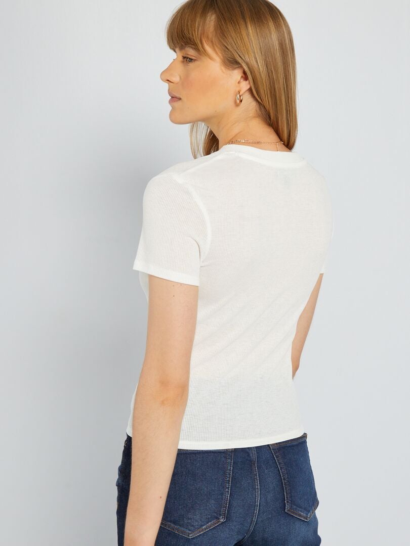 Camiseta de punto acanalado - Blanca
