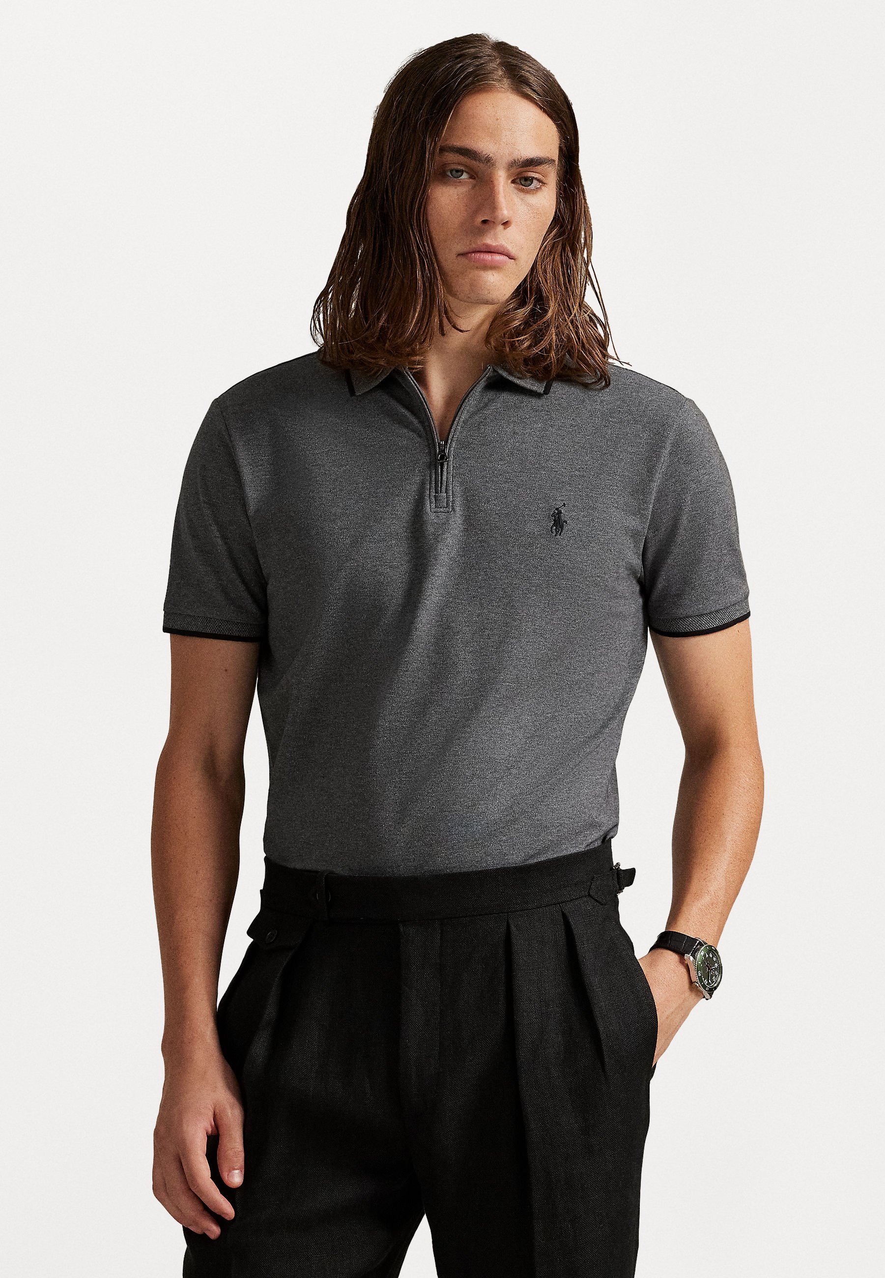 Polo Ralph Lauren CUSTOM SLIM FIT STRETCH MESH POLOSHIRT - Poloshirt - Fortress Grey Heather