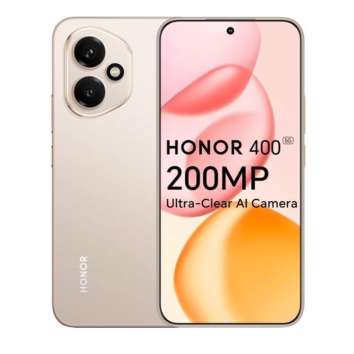Smartphone 5G - HONOR 400 - 8Go RAM - 256Go - Doré - Caméra Ultra HD 200MP avec IA - 5300mAh - EU version