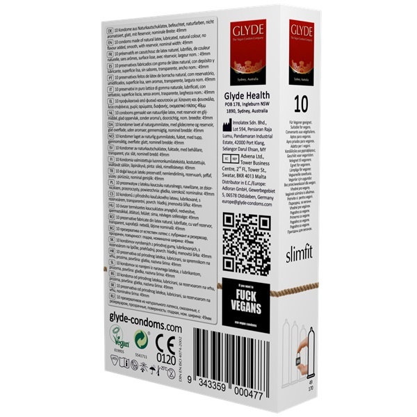 Preservativi vegani Glyde Ultra Slimfit, confezione da 10 | Salute | Superdrug