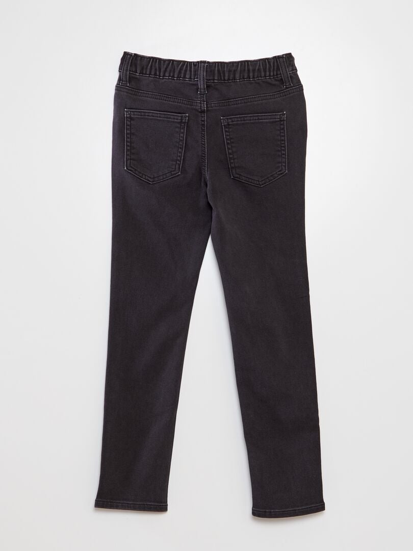 Calça jeans com cintura elástica e cordão - CINZA