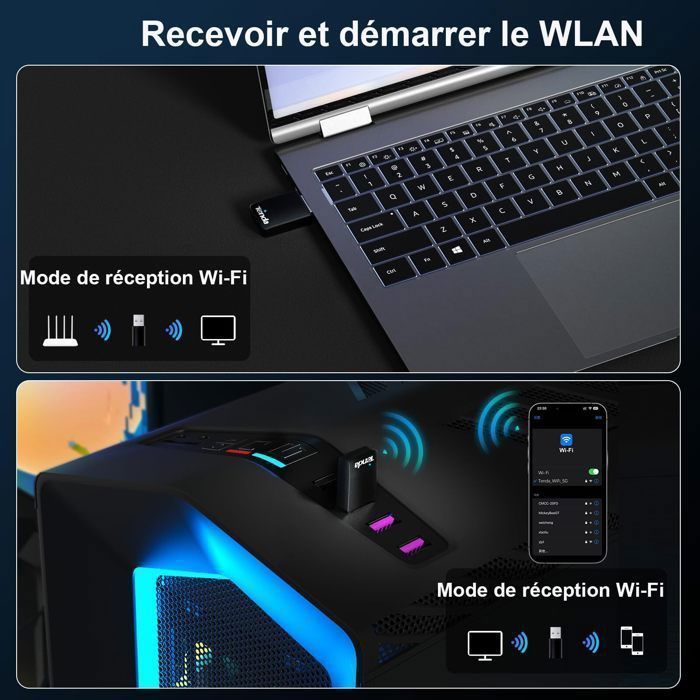 Tenda AX900 Potente Chiavetta WiFi, Adattatore WiFi USB per PC, Dongle WiFi, Dual Band 5G/2.4G, Soft-AP, MU-MIMO, Windows 7/10/11, U11