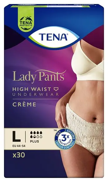 Tena Lady Pants Plus,Majtki chłonne dla kobiet, Kolor Creme, Large