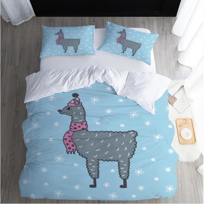Juego de ropa de cama infantil - Alpaca - Funda nórdica 140x200cm - Microfibra hipoalergénica - 3 piezas