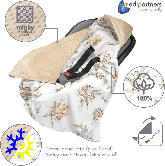Medi Partners 100% Cotton Baby Wrap Blanket, for Winter, Baby Nest, Car Seat, Stroller, Soft 85x85 cm