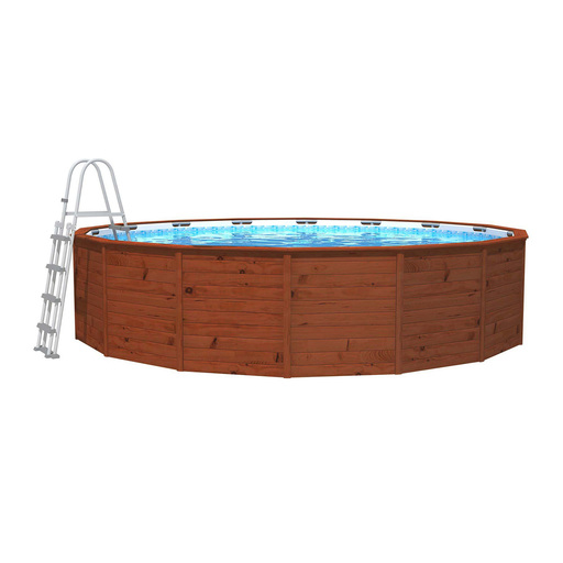 Piscina K2o com painéis de madeira, 475x127 cm, filtro de areia de 3.028 L/h com escada.