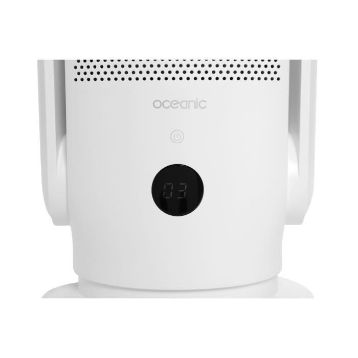 Ventilador purificador de aire OCEANIC con filtro - Sin aspas - Oscilación - 35 W - Altura: 80 cm - Temporizador de 8 horas - Control remoto