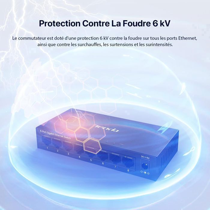 Tenda TEG1008M - Switch Ethernet Gigabit 8 Ports 10/100/1000 Mbps - Switch RJ45 - IGMP Snooping - QoS - Plug-and-Play
