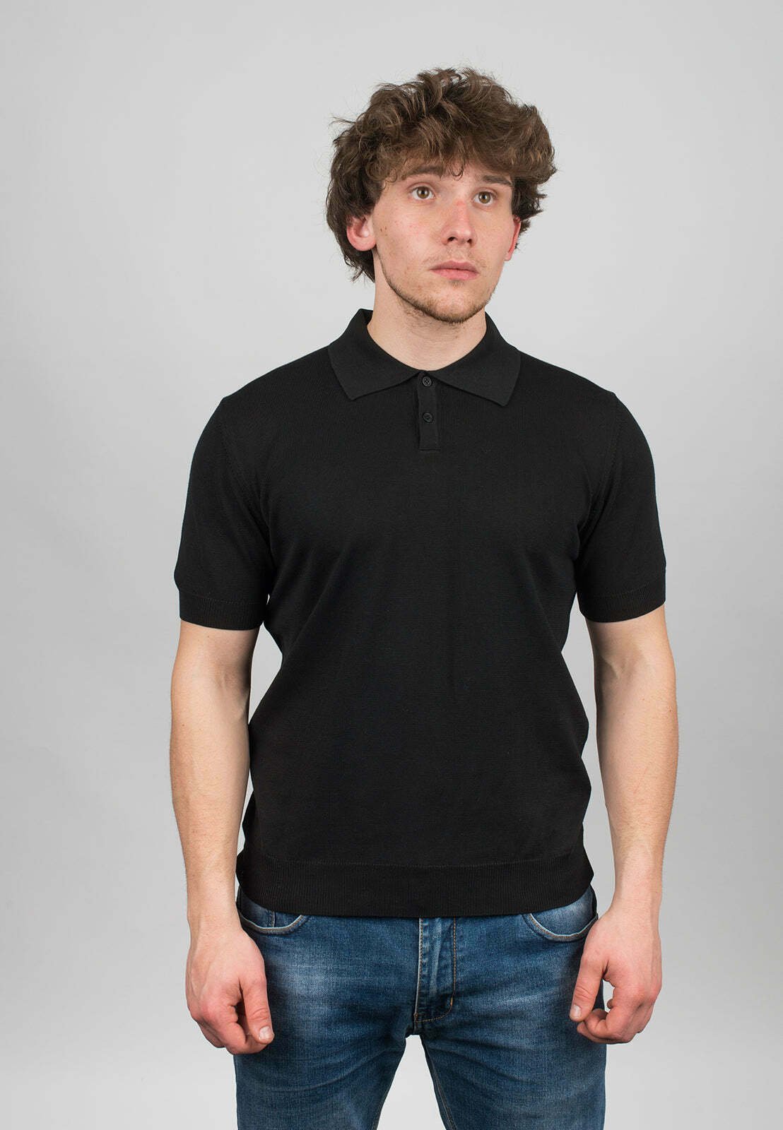 Dalle Piane Cashmere TWO-KNOPEN SHORT SLEEVE - Poloshirt - nero