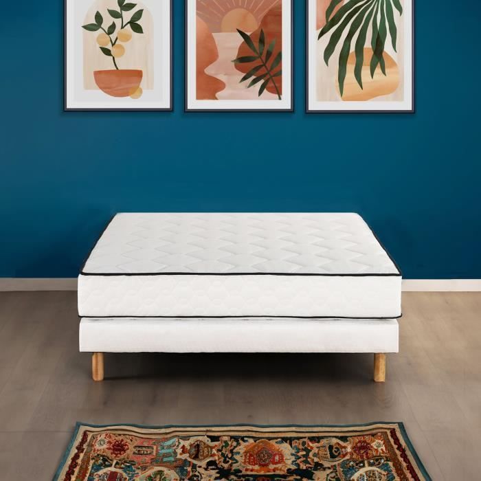 Matratze und Lattenrost 90 x 190 cm, 19 cm hoch – Taschenfederkern – 7 Zonen – wendbar – hergestellt in Belgien – DEKO DREAM