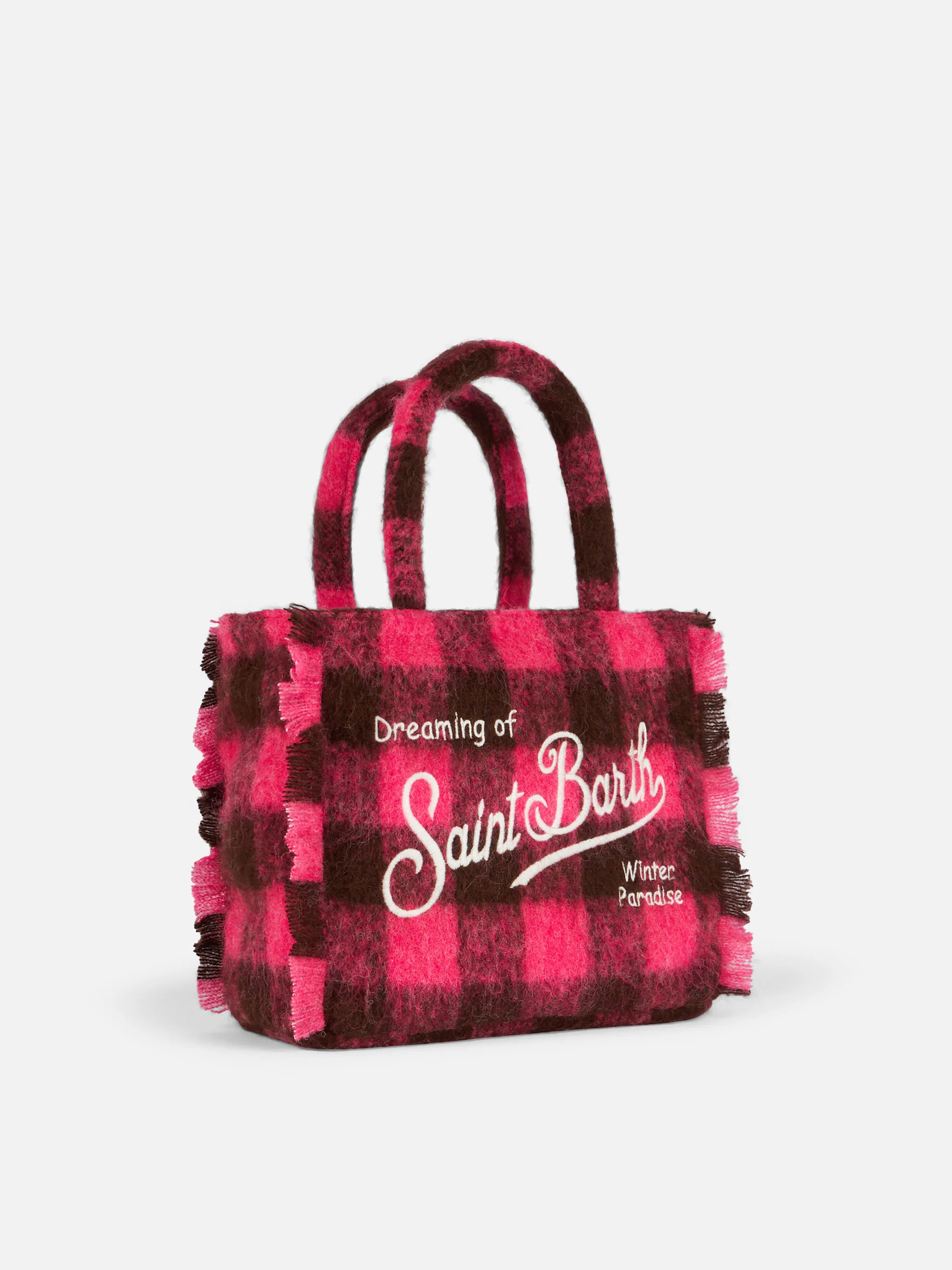 Wooly Colette handtas met franjes en ruitpatroon