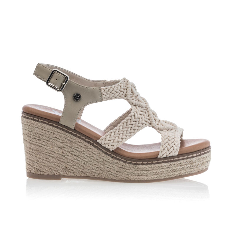 Beige Espadrilles für Damen mit Seilsohlen
