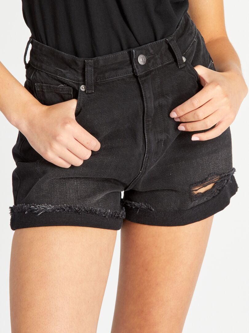 Denim shorts - ZWART