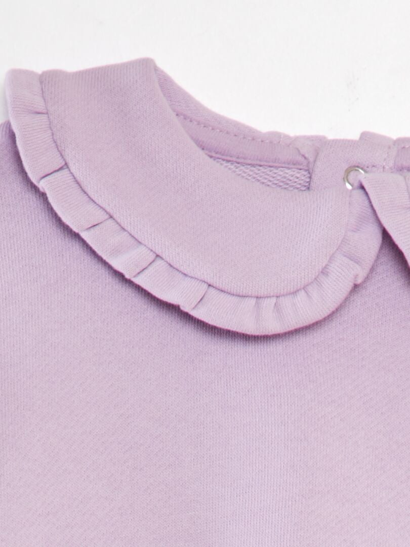 Katoenen sweatshirt met claudine kraag - PAARS